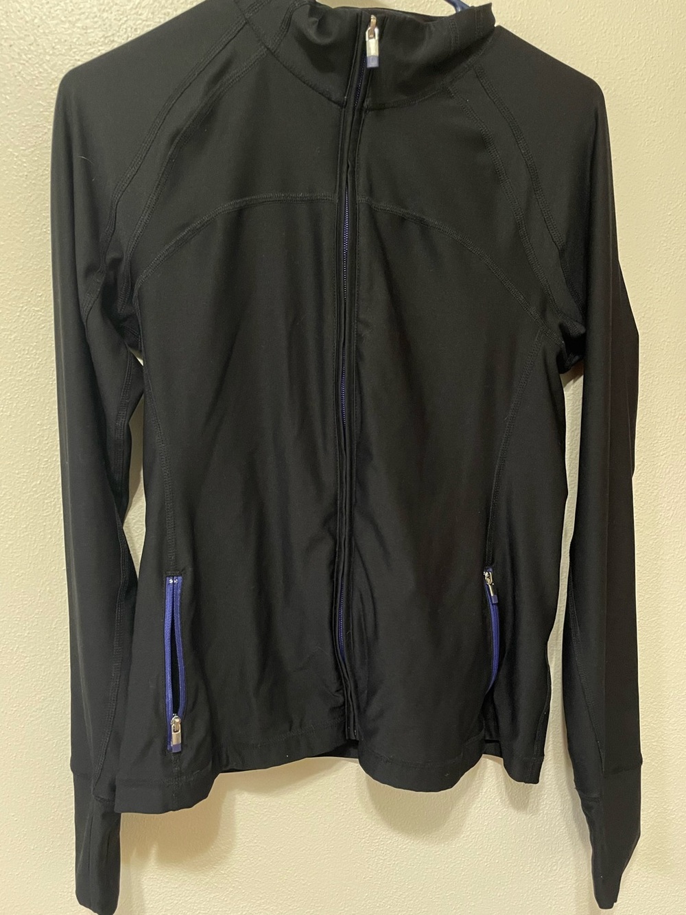 Women's Black Full-Zip Lightweight Active Jacket with Purple Trim
